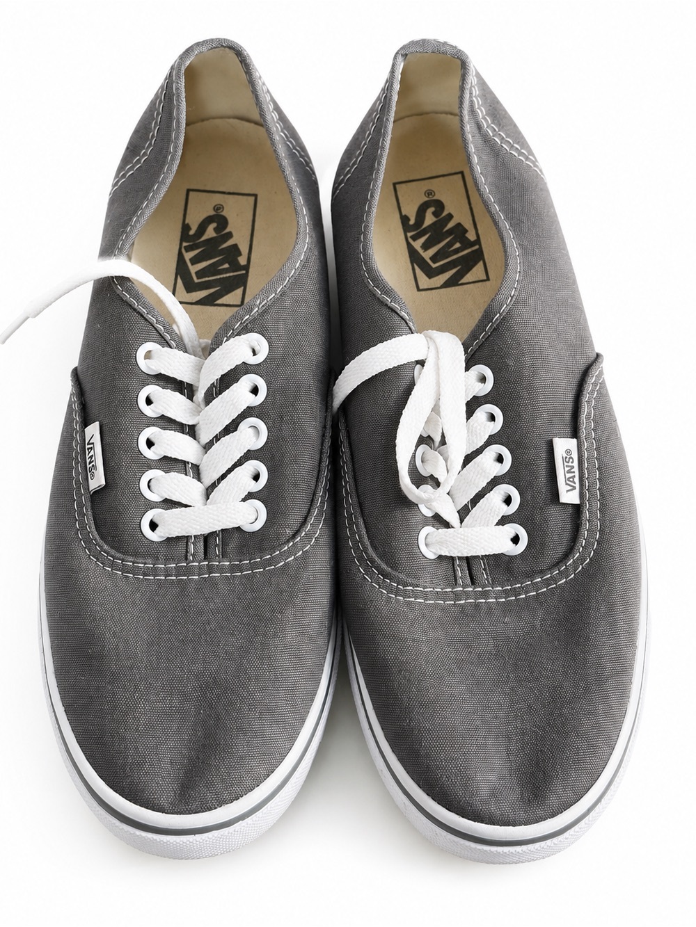 Vans Gray Canvas Low-Top Sneakers with White Laces size 9